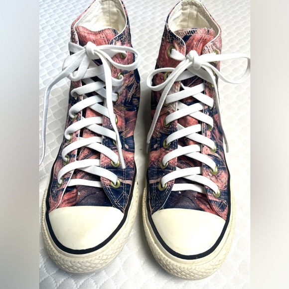 Converse All Star High Top Sneakers Abstract Feather Print Artsy Chuck Taylor - Picture 5 of 9